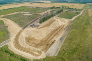 Aerial view of Gwinner, ND landfill cell being formed