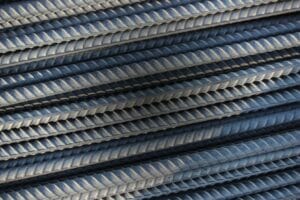 Metal rebar closeup in a pile