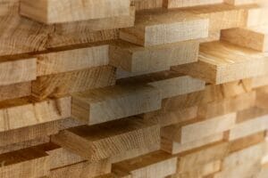 edge view of stacked timber