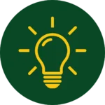 Electrical Services Icon Green circle with yellow light bulb and starbursts coming out of it showcasing our electrical services offerings.
