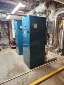 Mechanical HVAC equipment in basement of Richland County Courthouse.