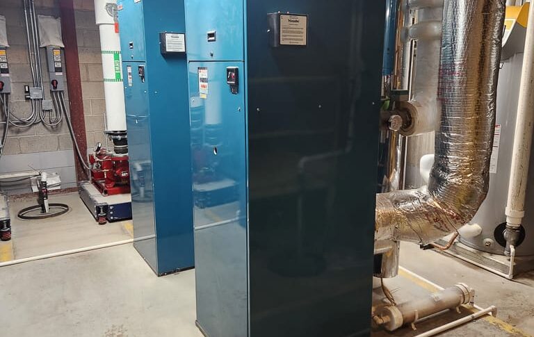 Mechanical HVAC equipment in basement of Richland County Courthouse.