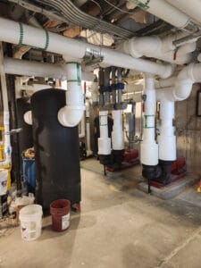 Mechanical HVAC equipment in basement of Richland County Courthouse.