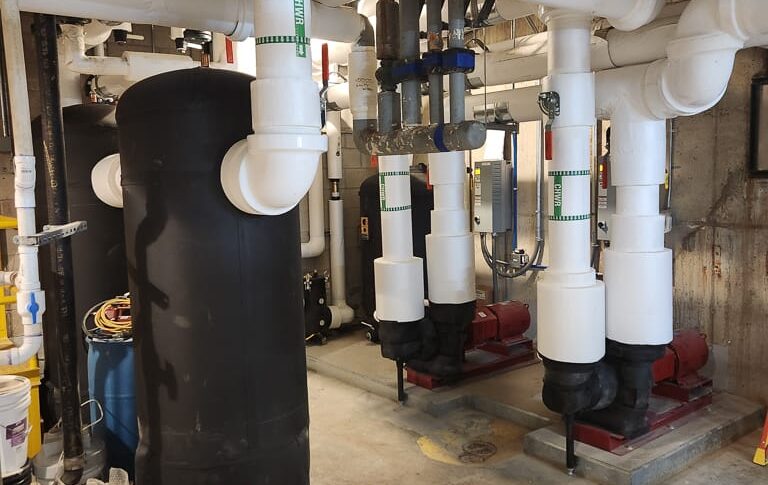 Mechanical HVAC equipment in basement of Richland County Courthouse.