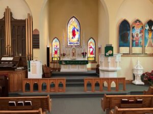 View of the Hankinson Immanuel Lutheran Church looking forward to the pulpit before refresh.