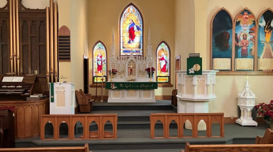 View of the Hankinson Immanuel Lutheran Church looking forward to the pulpit before refresh.