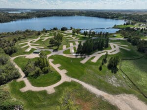 After construction aerial picture of the finished Delagoon Park Campground sites.