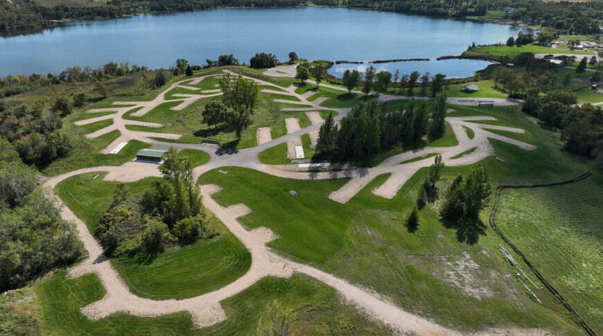 After construction aerial picture of the finished Delagoon Park Campground sites.