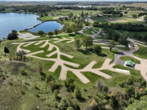 After construction aerial picture of the finished Delagoon Park Campground sites.