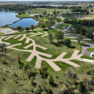 After construction aerial picture of the finished Delagoon Park Campground sites.