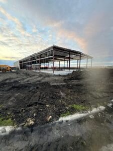 Steel-framed structure of the old Mycogen building as its being renovated to house Sanford's portion of The Infinity Center building.