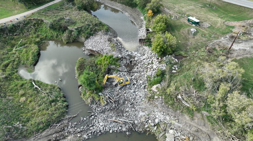 Mayville Dam - Low Res-16 Aerial view of collapsed Mayville Dam.