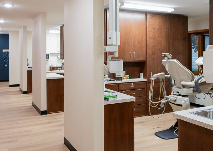 Aberdeen Dental in Britton-Low Res-26 Hallway view of Aberdeen Dental-Britton branch showing three of the four dental stations.
